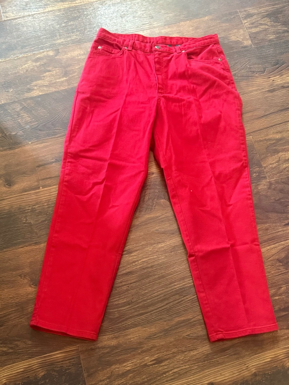 Crazy Horse Women’s 14 Petite Red Cotton Spandex Pants Flat Front Y2K High Rise